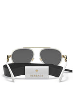 Load image into Gallery viewer, Versace VE 2232 147187 White Metal Aviator Sunglasses Grey Lens
