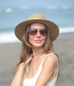 Load image into Gallery viewer, FURTALK Womens Mens Wide Brim Straw Panama Hat Fedora Summer Beach Sun Hat UPF Straw Hat for Women Khaki-Beige
