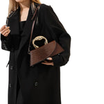 Load image into Gallery viewer, WIGUYUN Women Patent Leather Alligator Purse Crocodile Evening Handbag Clutch Bag Shoulder Cross Body Envelope Bag,Brown
