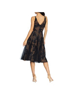 Load image into Gallery viewer, Dress the Population Women&#39;s Courtney Sleeveless Veiled Fit &amp; Flare Midi Dress -Blacknude, X-Large
