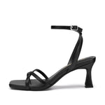 Load image into Gallery viewer, Athlefit Black Kitten Heels for Women Square Open Toe Strappy High Heels Comfortable Dressy Summer Graduation Ankle Strap Heeled Sandals Size 9
