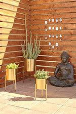 Load image into Gallery viewer, Deco 79 Metal Indoor Outdoor Planter Large Planter Pot with Removable Stand, Set of 3 Planters 18&quot;, 14&quot;, 12&quot;H, Gold
