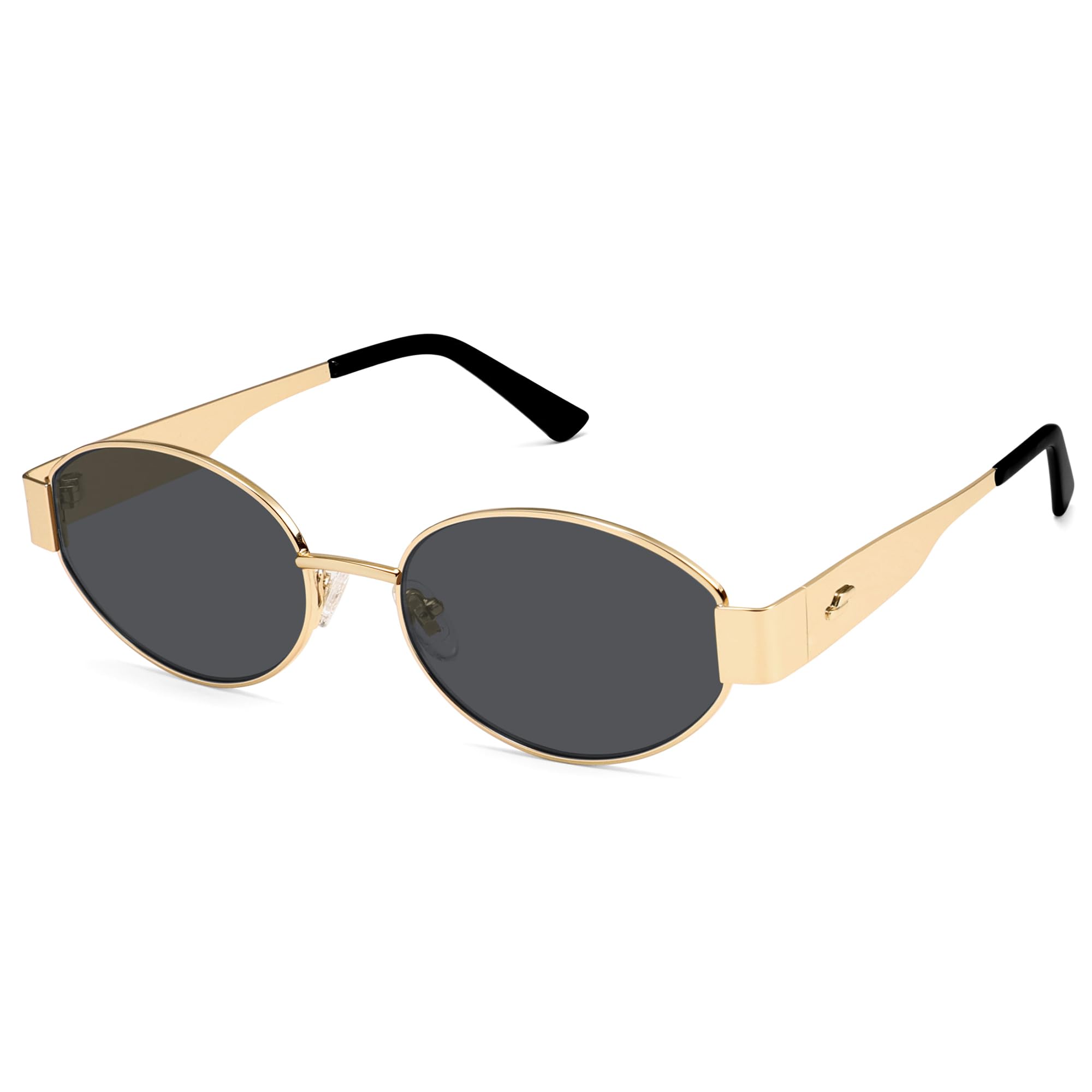 SOJOS Retro Oval Sunglasses for Women Trendy Sun Glasses Classic Shades UV400 Protection SJ1217 Gold/Grey