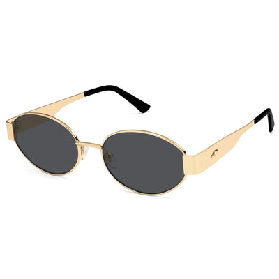 SOJOS Retro Oval Sunglasses for Women Trendy Sun Glasses Classic Shades UV400 Protection SJ1217 Gold/Grey