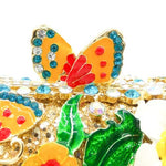 Load image into Gallery viewer, Boutique De FGG Flowers &amp; Butterfly Women Crystal Clutch Evening Bag Wedding Party Rhinestone Handbags (Small,Orange White)
