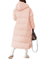Load image into Gallery viewer, Grlasen Women Long Quilted Coat Winter Hooded Long Sleeve Button Down Puffer Padded Jacket
