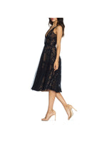 Load image into Gallery viewer, Dress the Population Women&#39;s Courtney Sleeveless Veiled Fit &amp; Flare Midi Dress -Blacknude, X-Large
