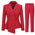 Load image into Gallery viewer, YUNCLOS Womens Suits 2 Piece Set Business Casual Double Breasted Blazer and Pantsuits for Work Office Red

