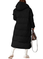 Load image into Gallery viewer, Grlasen Women Long Quilted Coat Winter Hooded Long Sleeve Button Down Puffer Padded Jacket
