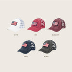 Load image into Gallery viewer, C.C Women's Criss-Cross Ponytail Baseball Cap – Embroidered Cotton Front, American Flag Mesh Back, Adjustable Velcro (US, Alpha, One Size, Flag-White)
