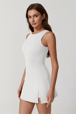 Load image into Gallery viewer, QINSEN Womens Sleeveless Athletic Dress Sleeveless Crew Neck Golf Dress with Mesh Shorts White M
