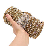 Load image into Gallery viewer, Boutique De FGG Sparkly Gold Crystal Clutch Purse for Women Evening Bags with Spikes Wedding Party Rhinestone Clutch Handbag,Mini
