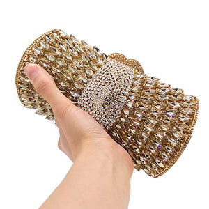 Boutique De FGG Sparkly Gold Crystal Clutch Purse for Women Evening Bags with Spikes Wedding Party Rhinestone Clutch Handbag,Mini