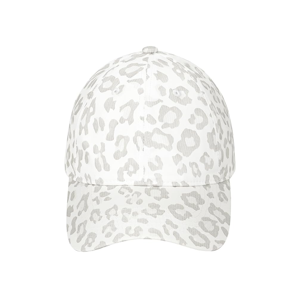 C.C Leopard Pattern Baseball Cap for Women Unisex - Adjustable Stretch Fit Daily Hat Cap (White)