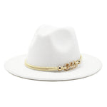 Load image into Gallery viewer, Gossifan Lady Fashion Wide Brim Felt Fedora Panama Hat with Ring Belt A-White
