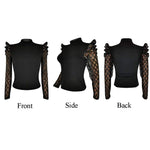 Load image into Gallery viewer, acelyn Women's Elegant Sequin Mesh Sheer Puff Long Sleeve Mock Neck Slim Fit Party Blouse Shirt Top Black S

