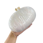 Load image into Gallery viewer, GSYPS Acrylic Evening Clutch Bag for Women Shell Shape Shoulder Crossbody Bag Glitter Marble Purse Handbag Pearl White
