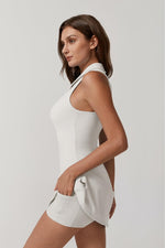 Load image into Gallery viewer, QINSEN Polor Neck Golf Dresses for Women Sleeveless Tennis Dress Build in Shorts with Pocket White S
