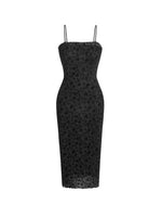 Load image into Gallery viewer, Verdusa Women&#39;s Floral Print Mesh Lettuce Trim Sleeveless Bodycon Long Cami Dress Black M
