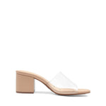 Load image into Gallery viewer, DREAM PAIRS Women&#39;s Square Open Toe Heels Sandals Low Block Chunky Heeled Sandals Slide Sandals Slip on Comfortable Casual Pumps Shoes,Size 8,Nude-Clear,SDHS2432W
