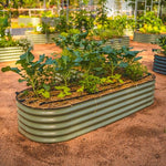 Load image into Gallery viewer, Vego garden Raised Garden Bed Kits, 17&quot; Tall 6 in 1 Modular Metal Raised Planter Bed for Vegetables Flowers Patio Ground Planter Box-Olive Green
