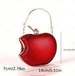Load image into Gallery viewer, pearl&amp;she Sparkly Apple Shape Clutch red hearts Rhinestone Mini Handbags Women Evening Bags Minaudiere Purses For Party.
