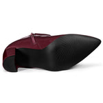 Load image into Gallery viewer, Allegra K Women's Chunky Heel Pointed Toe Zip Burgundy Ankle Boots - 9 M US
