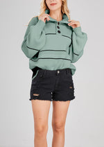 Load image into Gallery viewer, chouyatou Women's Slouchy Waffle Knit Sweater 1/2 Button Polo Collared Pullover Striped Sweater Tops (Small, Green)
