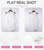 Load image into Gallery viewer, Dokotoo Womens Ladies Fashion 2024 Elegant Summer Casual Sexy Off Shoulder Halter Neck Ruffle Chiffon Sleeveless One Piece Short Romper Jumpsuits,White Large
