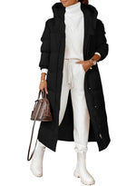 Load image into Gallery viewer, Grlasen Women Long Quilted Coat Winter Hooded Long Sleeve Button Down Puffer Padded Jacket
