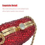 Load image into Gallery viewer, Twisted-chain heart mini clutch wrapped in rhinestones offers romantic glow for wedding ceremonies and date nights (Red)
