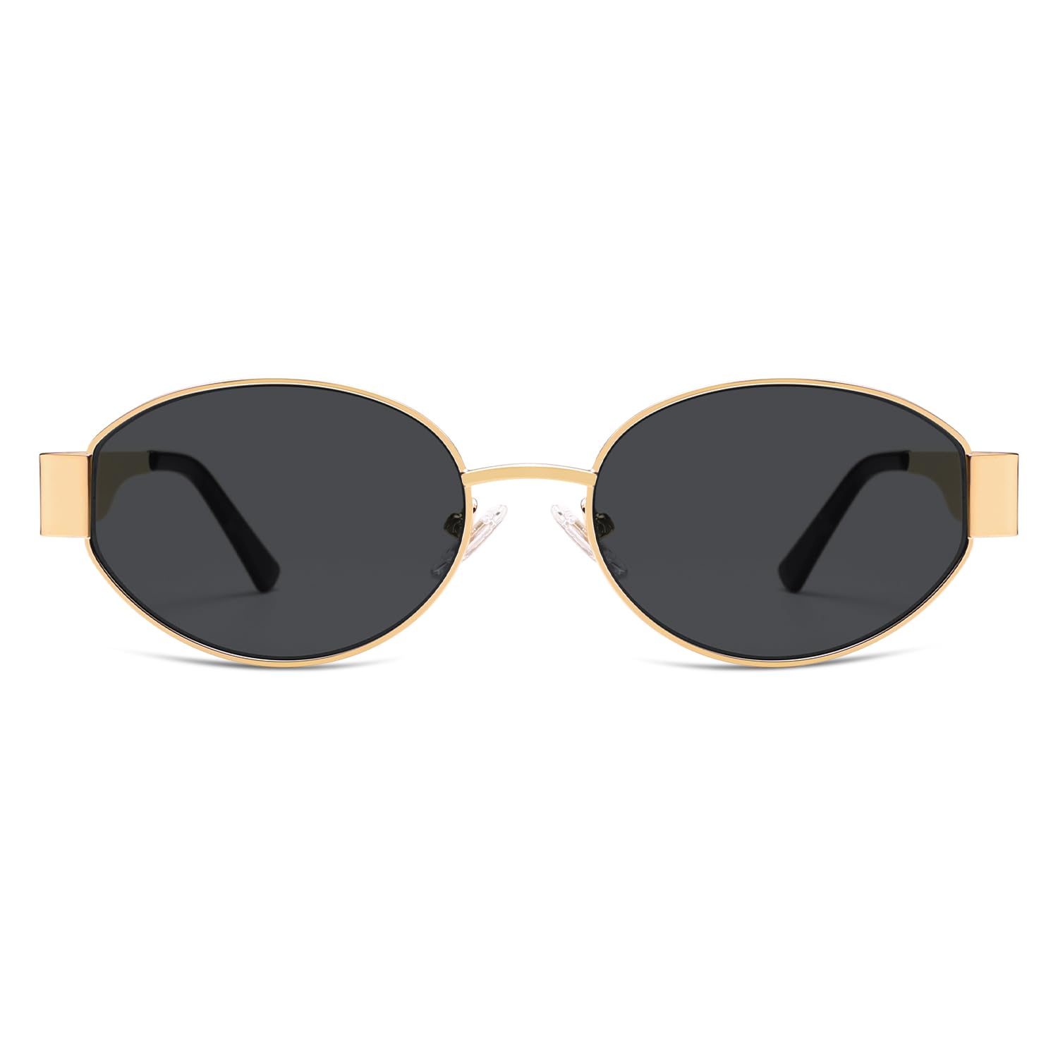 SOJOS Retro Oval Sunglasses for Women Trendy Sun Glasses Classic Shades UV400 Protection SJ1217 Gold/Grey