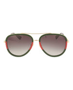 Load image into Gallery viewer, Gucci Pilot Urban Web Block Aviator Sunglasses, Gold/Green, One Size
