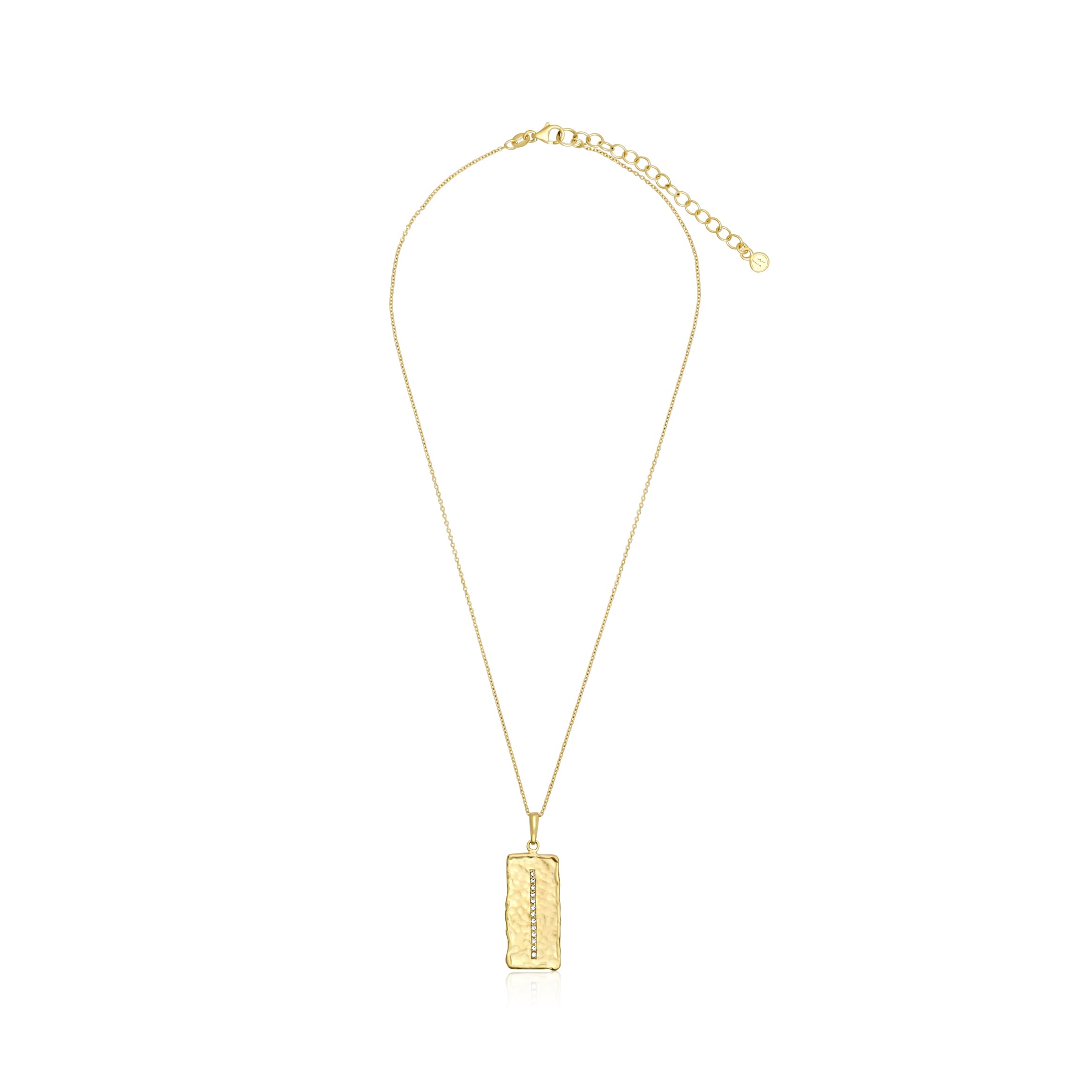 JEAN RACHEL JEWELRY 14K Gold Plated Sterling Silver Necklace for Women - Vertical Bar with Cubic Zirconia Vintage Design - Hypoallergenic,Lead & Nickel Free - Artisan Handcrafted Statement Necklace