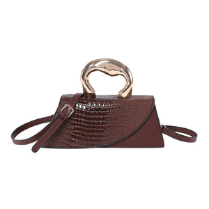 WIGUYUN Women Patent Leather Alligator Purse Crocodile Evening Handbag Clutch Bag Shoulder Cross Body Envelope Bag,Brown