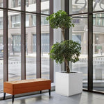 Load image into Gallery viewer, Wallowa Metallic Heavy Planter Box for Outdoor or Indoor, No Assemble and Seamless, Large Square Planter, Cube Planter for Tall Trees, Plants, Flowers 21Lx21Wx24H 35Pounds White
