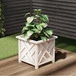 Load image into Gallery viewer, Lattice Design Planter Box - 14.75-Inch-Square Decorative Outdoor Flower or Plant Pot - Front Porch, Patio, and Garden Decor by Pure Garden (White)
