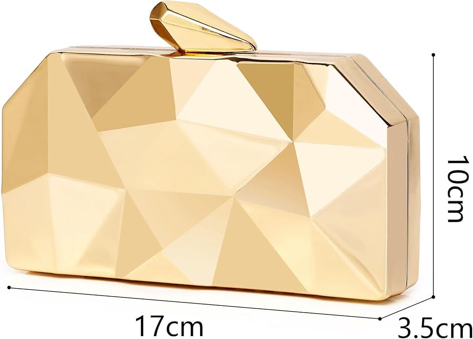 WIOLETA Geometric Evening Clutch - Metallic Gold Bags for Wedding, Party & Formal Evening