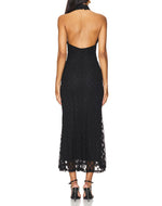 Load image into Gallery viewer, JLCNCUE Women's Elegant Halter Neck Floral Lace Mermaid Maxi Dress Sleeveless Open Back Cocktail Wedding Guest Dress 399(Large,Black)
