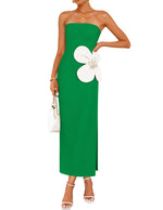 Load image into Gallery viewer, ZESICA Women&#39;s Summer Strapless Bodycon Maxi Dress 2025 Ribbed Knit Backless Floral Tube Cocktail Party Long Dresses,Green,Medium
