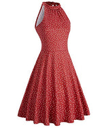 Load image into Gallery viewer, OUGES Women's Summer Dresses Floral Sundresses Halter Neck Casual Sundress Graduation Derby Dress 2025(Floral-38,M)

