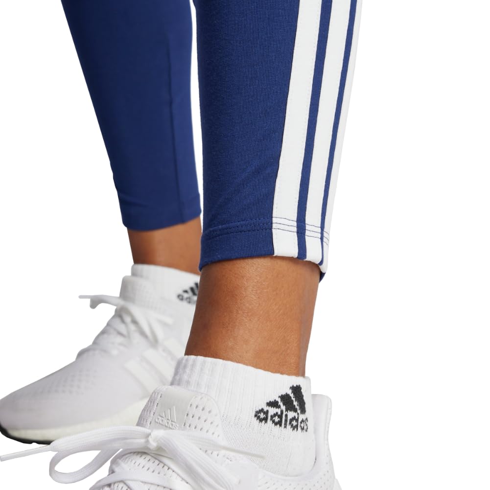 adidas Women's Essentials 3-Stripes Cotton Leggings, Dark Blue/White
