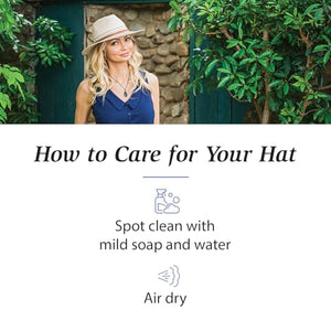 Wallaroo Hat Company Women’s Petite Kristy Fedora – UPF 50+ Sun Protection, Wide Brim, Packable Design, Adjustable Sizing for Smaller Crown Sizes – Sun-Safe Hat for Travel and Everyday (Ivory/Blue)