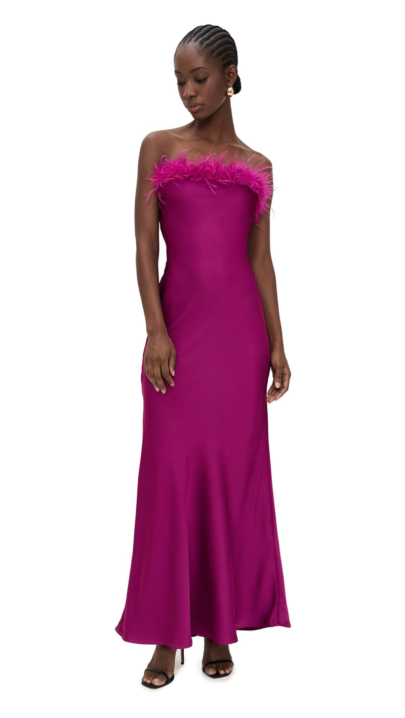 Runaway the Label Women's Ariana Strapless Maxi Dress, Plum, Pink, S