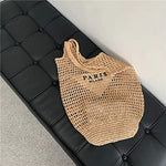 Load image into Gallery viewer, POOOPSSD New Woven Bag, Straw Mesh Tote Bag, Beach, Shoulder Bag, Hobo Women, Foldable Large Capacity, for Holiday, Picnic and Party. (Khaki)
