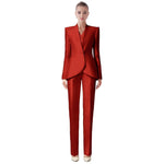 Load image into Gallery viewer, YSMLOIU 3 Pieces Womens Satin Suits Slim Fit Suit for Women Casual Dressy Pantsuits Womens' Tuxedo Formal Outfits Red 10
