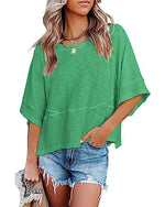 Load image into Gallery viewer, Sovelen Women&#39;s Summer Casual Crewneck 3/4 Sleeve T-Shirts Solid Color Loose Fit Cute Basic Tops Tees Blouses (Green, Medium)
