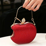 Load image into Gallery viewer, pearl&amp;she Sparkly Apple Shape Clutch red hearts Rhinestone Mini Handbags Women Evening Bags Minaudiere Purses For Party.
