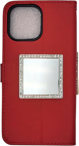 Wireless City Diamond Bling Makeup Mirror for Phone Case - Silver, Stick-On Vanity Mirror with Cubic Zirconia Stones, Universal Fit, Perfect for Selfies and Makeup Touch-Ups