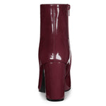 Load image into Gallery viewer, Allegra K Women's Chunky Heel Pointed Toe Zip Burgundy Ankle Boots - 9 M US
